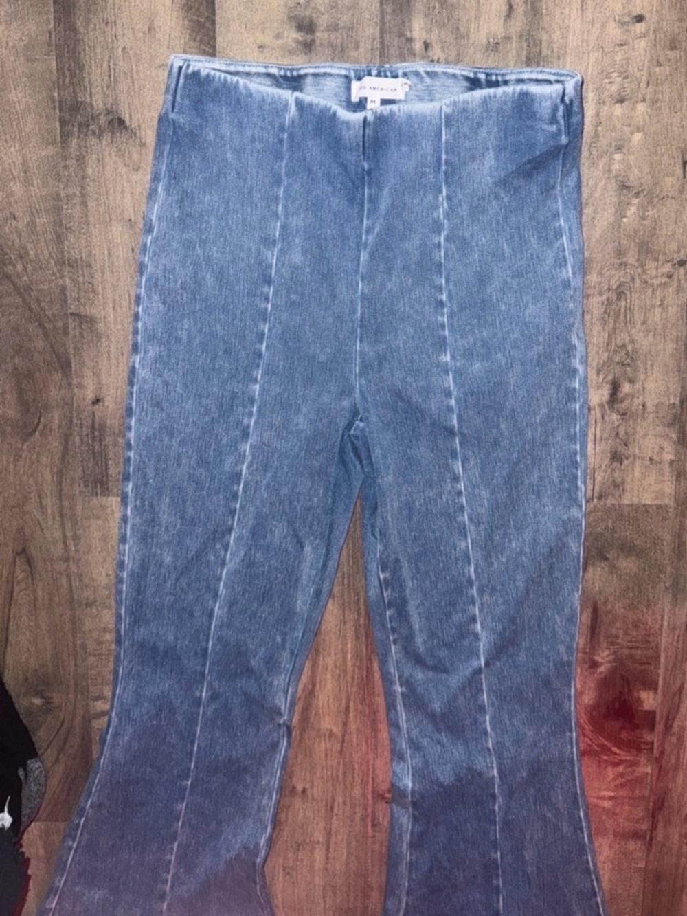 Good American Power Stretch Pull-On Flare Jeans Acid Wash Sz M - Picture 3 of 7